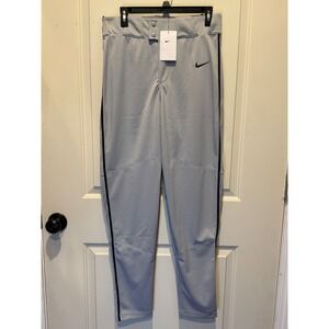 Nike Team Engineered Mens Baseball Pants Grey Navy Blue Side Pipe Small New